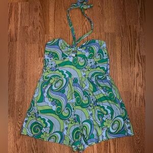 Wild Fable Green and Blue Patterned Romper